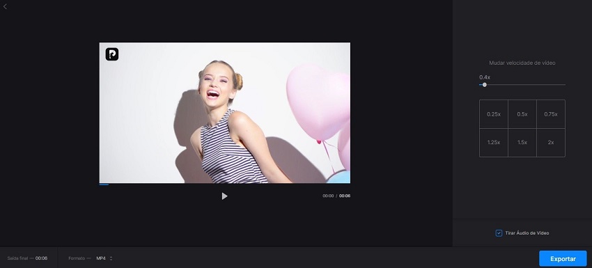 desacelerar video online com clideo