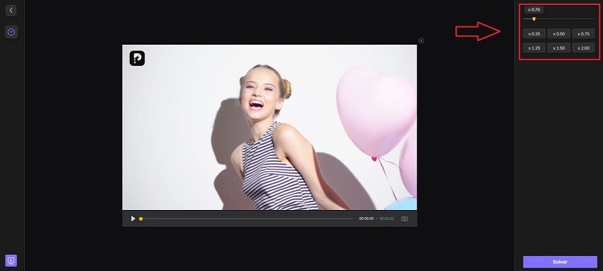 escolha velocidade para desacelerar video online