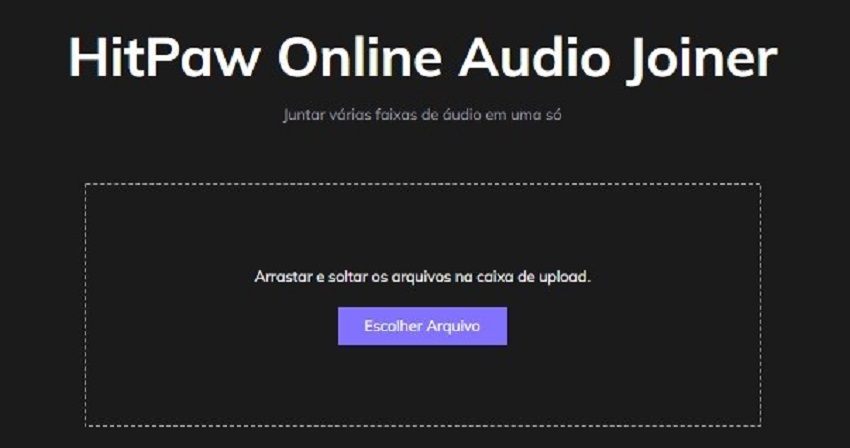 escolher arquivo no hitpaw online audio joiner