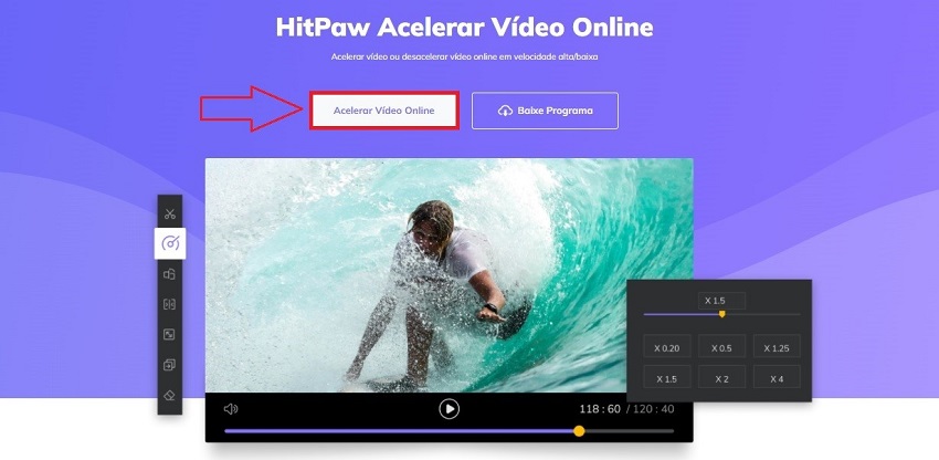 acelerar video online com hitpaw