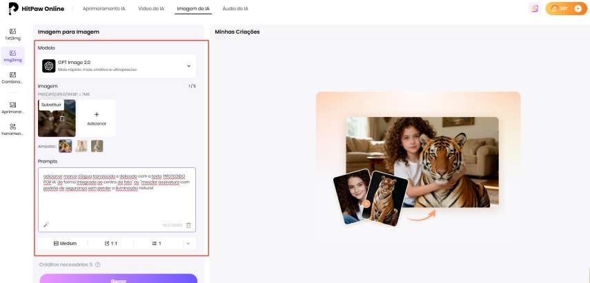 insira o prompt de comando para a ia